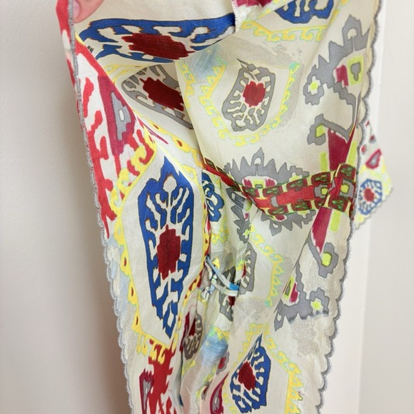 Johnny Was Silk Kaftan Cover Up Colorful Geometric XS Oversize Beach Layer Fun - Picture 7 of 12